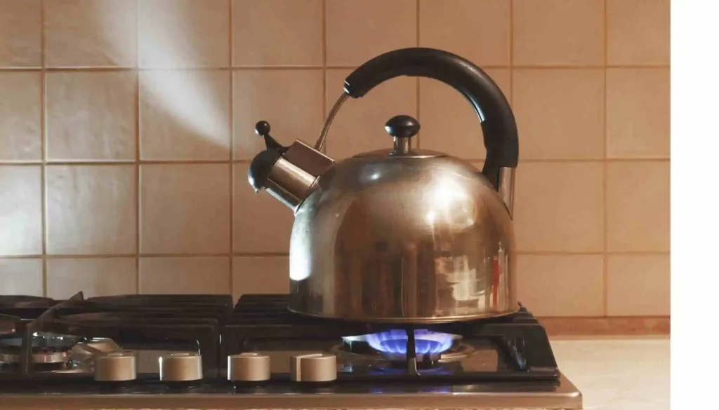 boiling water in a kettle