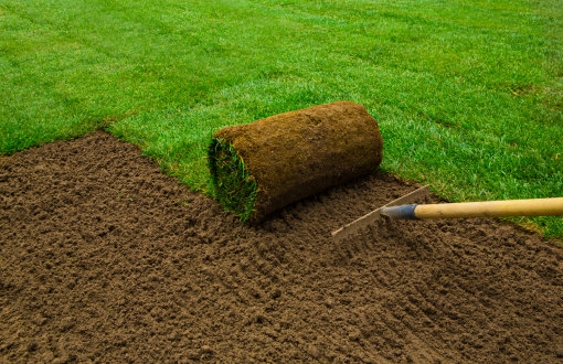 Sod and lawn installation work on a Surrey BC property