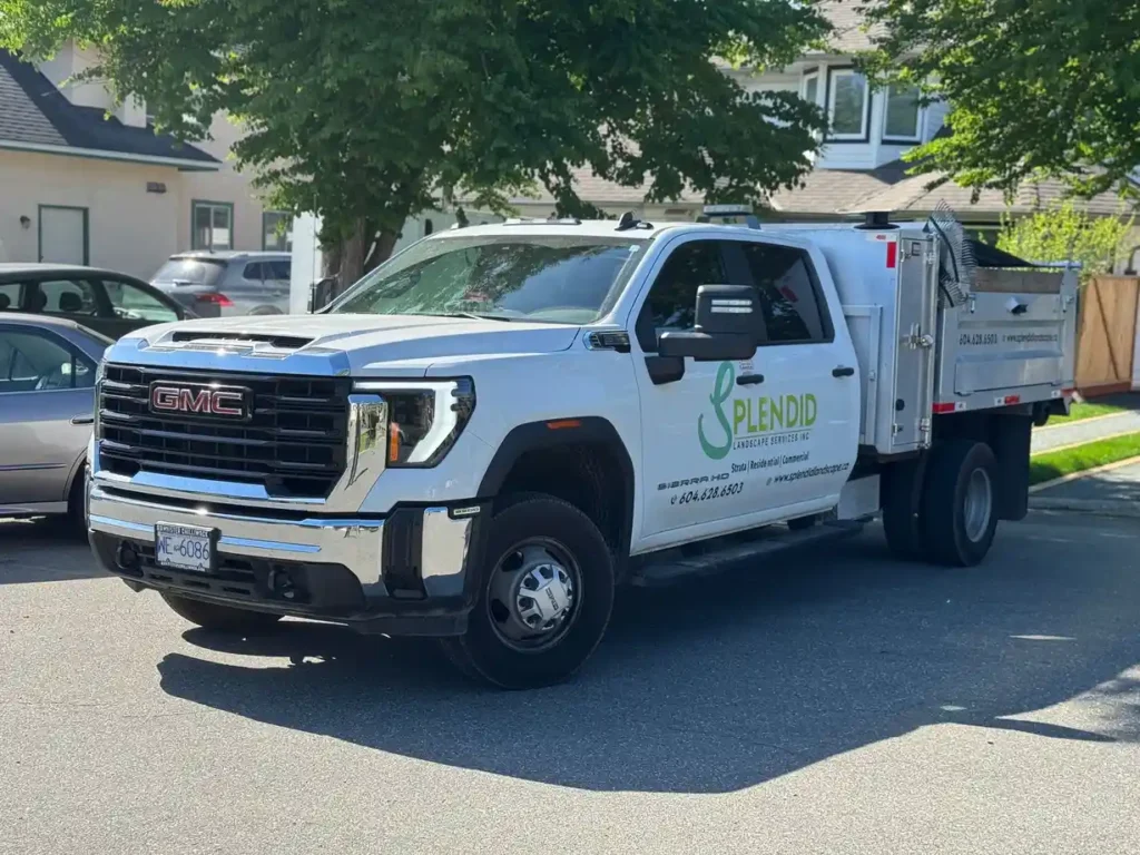 Splendid Landscaping service truck on an Abbotsford BC property